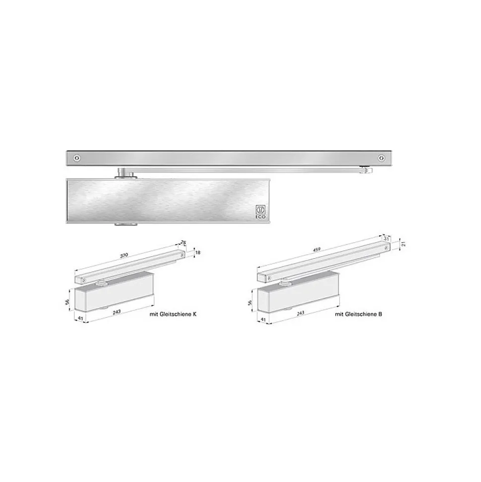 Ferme porte TS 41 avec bras glissière B finition argent - ECO SCHULTE - 5030011743