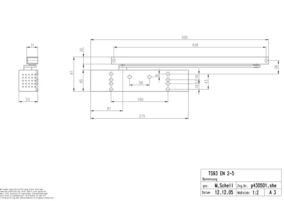 Ferme-porte TS 93G2S CONTUR F2-5 sans bras argent - DORMA - 43070001