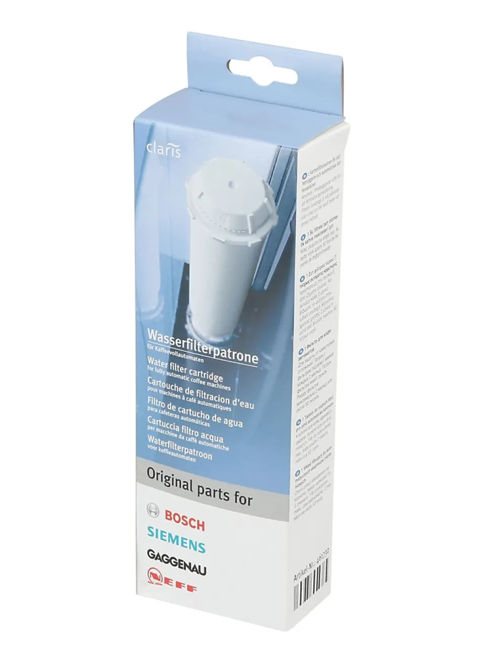 Filtre a eau Claris pour machines a cafe Expresso bosch siemens 00461732