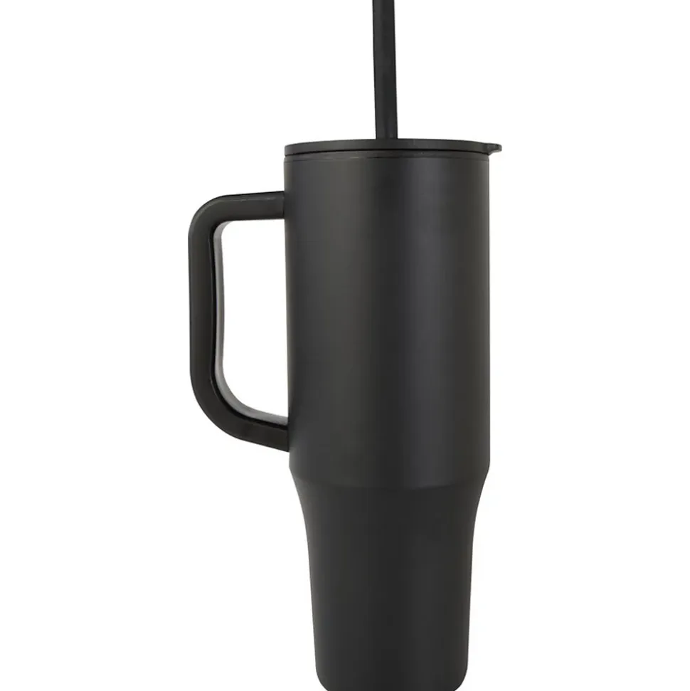 Floso - Mug avec paille BRADY Noir uni (Taille unique)