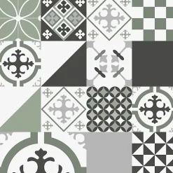 Fond de hotte en aluminium - effet carreaux de ciment vert - 70x90 cm