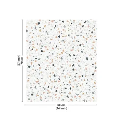 Fond de hotte en aluminium effet terrazzo blanc - 70x60 cm