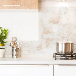 Fond de hotte en aluminium - marbre brun - 70x90 cm