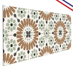 Fond de hotte en aluminium - effet carreaux de ciment marron et vert - 70x90 cm