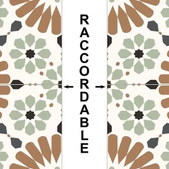 Fond de hotte en aluminium - effet carreaux de ciment marron et vert - 70x90 cm