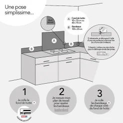 Fond de hotte en aluminium - effet béton vieilli beige - 70x90 cm
