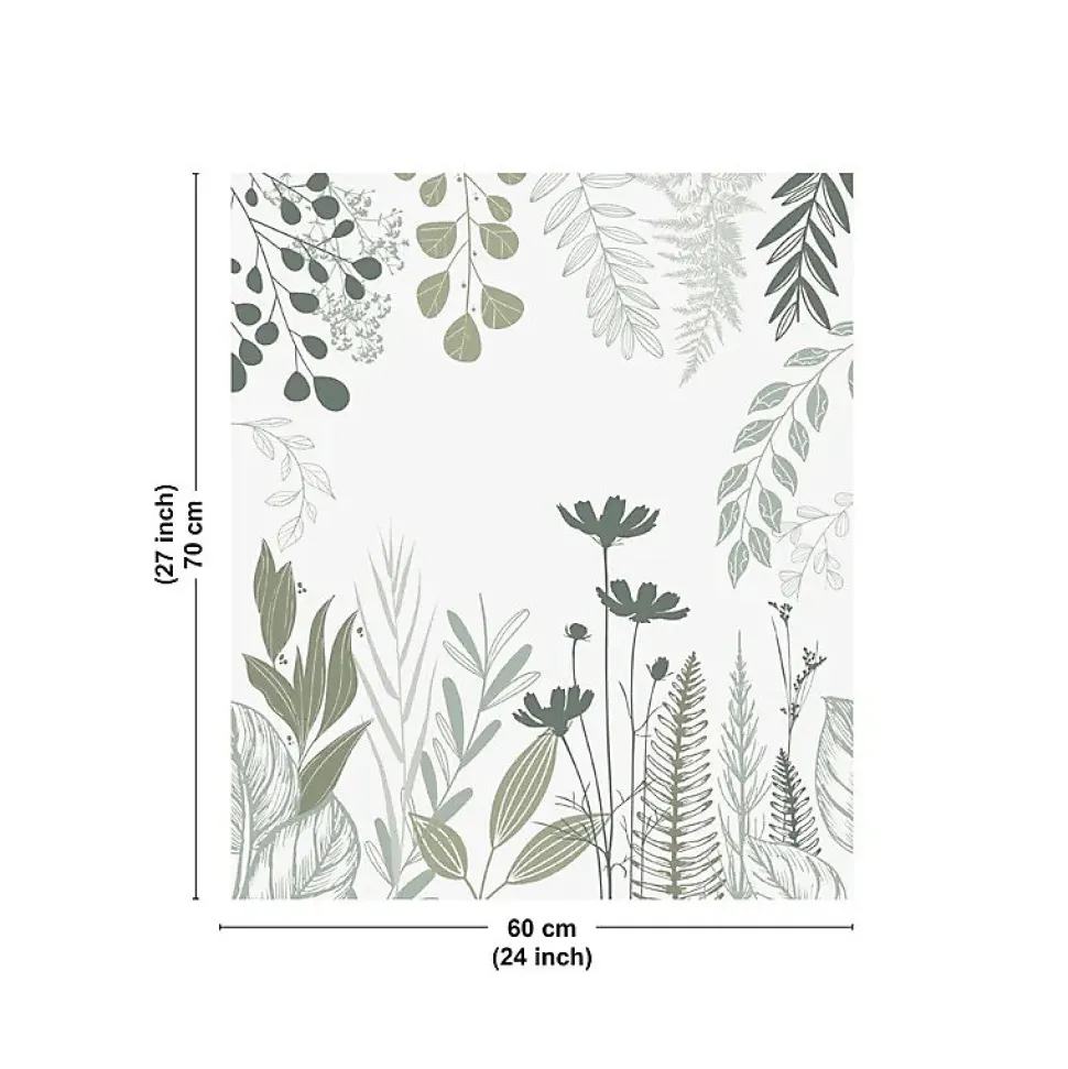 Fond de hotte en aluminium - floral vert sauge - 70x60 cm