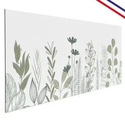 Fond de hotte en aluminium - floral vert sauge - 70x60 cm