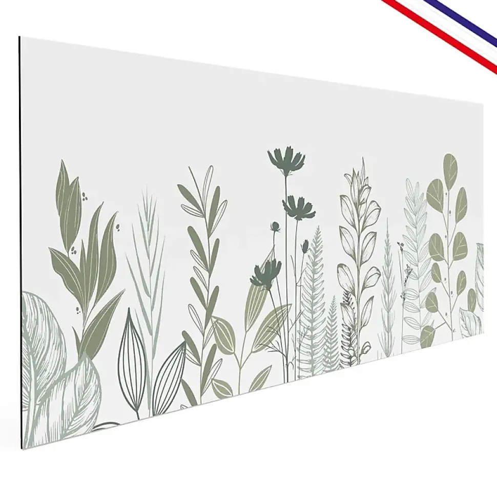 Fond de hotte en aluminium - floral vert sauge - 70x60 cm