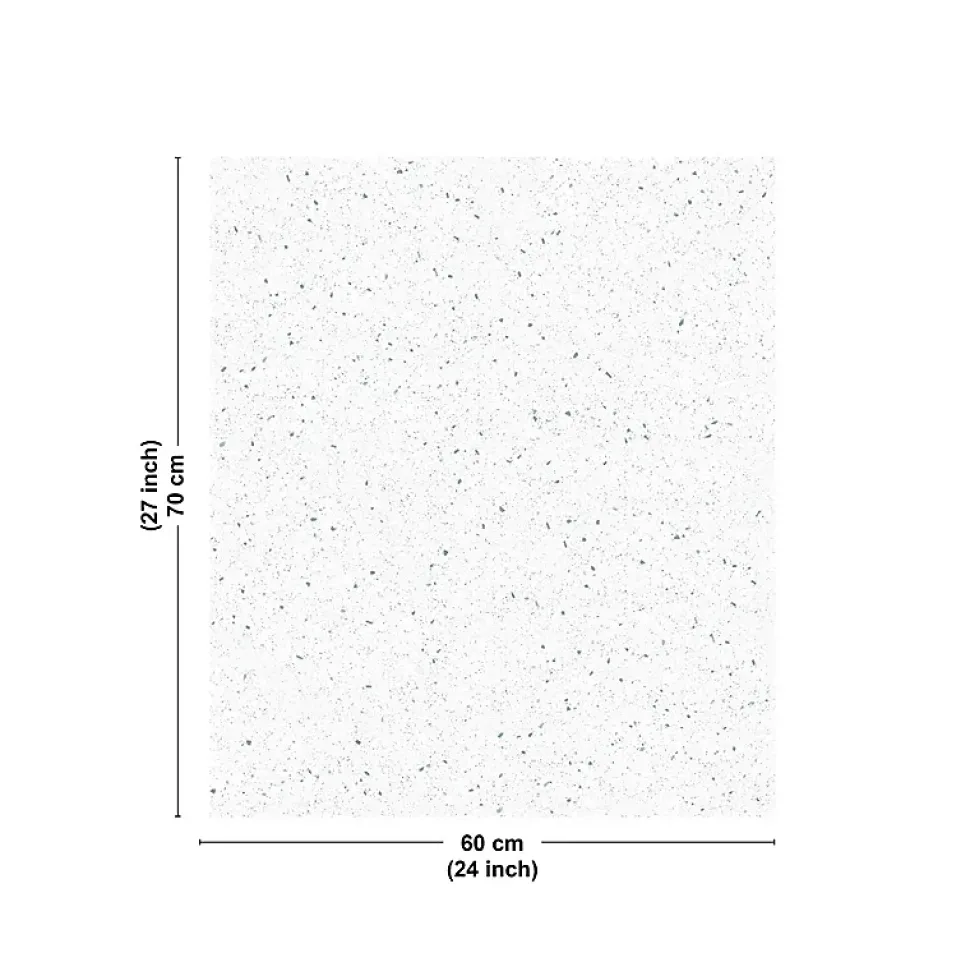Fond de hotte en aluminium - motif terrazzo blanc et vert - 70x60 cm