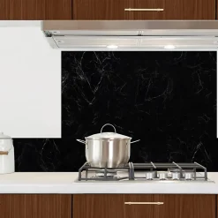 Fond de hotte en aluminium - effet marbre noir - 70x60 cm