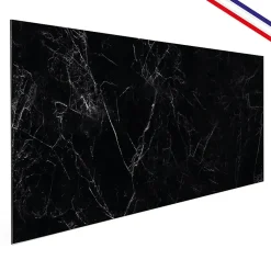 Fond de hotte en aluminium - effet marbre noir - 70x60 cm