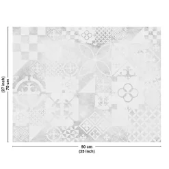 Fond de hotte en aluminium - effet carreaux de ciment gris - 70x90 cm