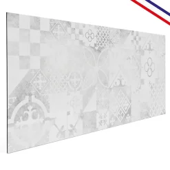 Fond de hotte en aluminium - effet carreaux de ciment gris - 70x90 cm