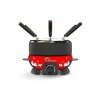 Fondue - LITTLE BALANCE - Service à fondue - 800W - 8 personnes - Happy Meuuuh - noir/rouge