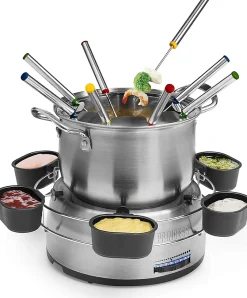 Fondue acier inoxydable 6 coupelles avec thermostat réglable