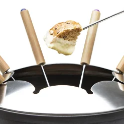 Fondue 800w 8 fourchettes bamboo et fonte d'alu noire Princess 173025-01-001 pure