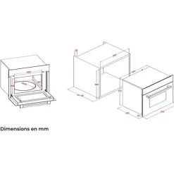 Four a micro-ondes encastrable - CONTINENTAL EDISON - 1450 W - 34 L -Combiné Gril - CEMO34CEB3 - 59,5 x 38,3 x 49,2 cm - Noir