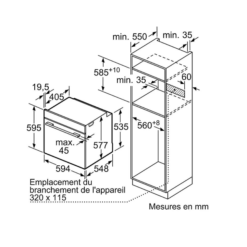 Four intégrable 71l 60cm a+ pyrolyse noir Bosch HBG7764B1