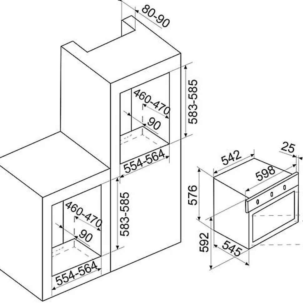 Four intégrable 62l 60cm émail inox Glem GFMG51IX