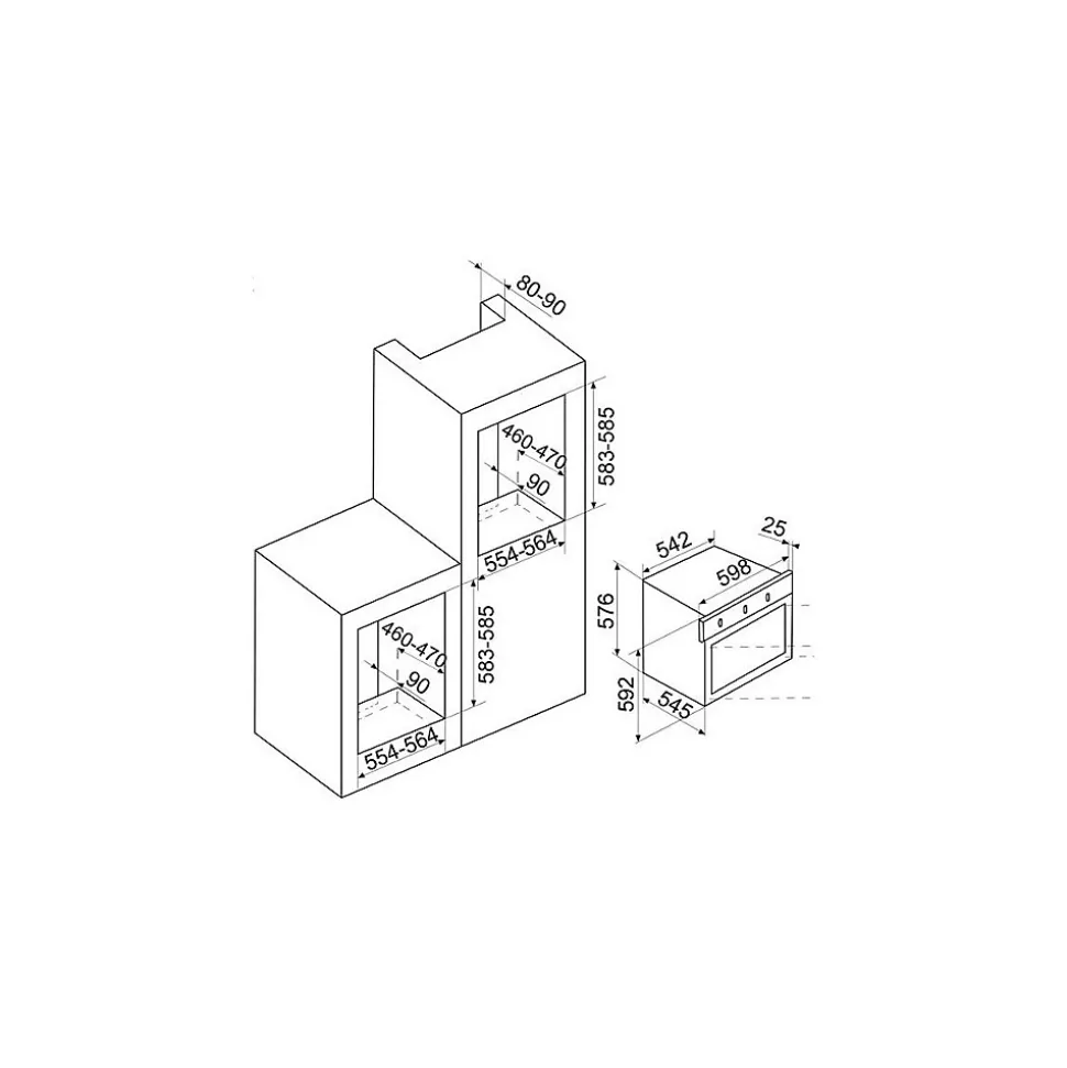Four intégrable 62l 60cm émail inox Glem GFMG51IX