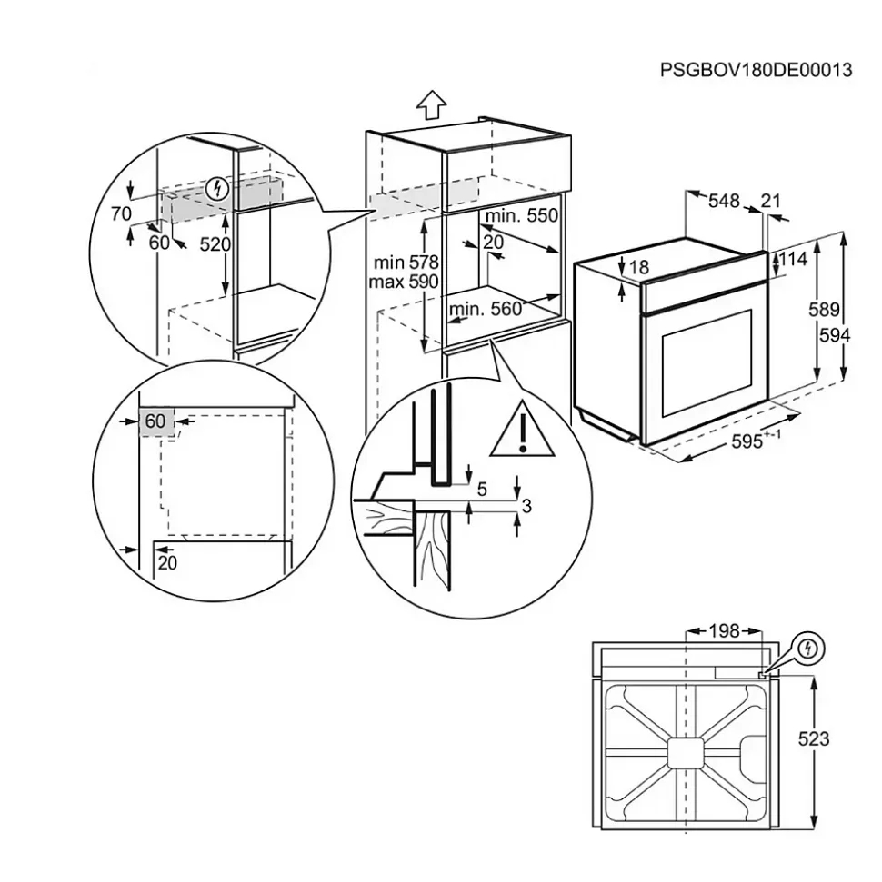 Four intégrable 72l 60cm pyrolyse noir Electrolux EOE7P12Z série 700