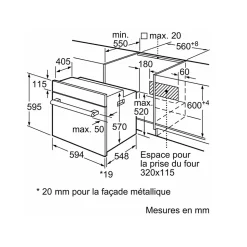 Four intégrable multifonction 66l 60cm ecoclean noir Bosch HBF134EB2 série 2