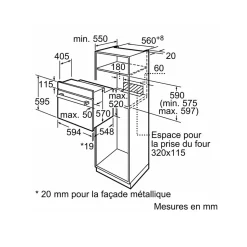 Four intégrable multifonction 66l 60cm ecoclean noir Bosch HBF134EB2 série 2
