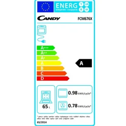 Four intégrable multifonction 65l 60cm pyrolyse inox Candy FCM676X