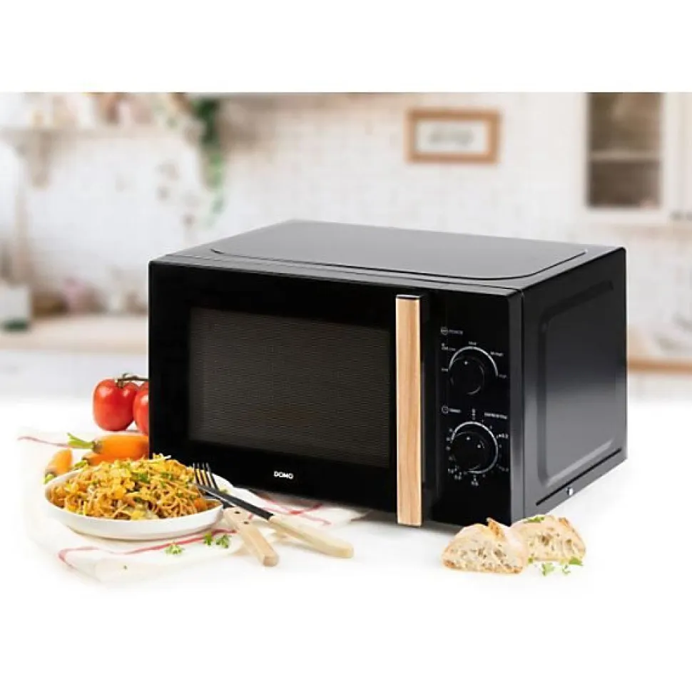 Four micro-ondes DOMO DO2820 - 20L - 700W - Minuterie 35mn - Fonction décongélation - L44 x P35,8 x H 25,8 cm - Noir finition