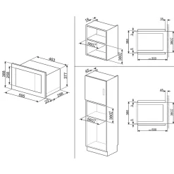 Four micro-ondes encastrable Universel 19L FMI017X Smeg inox