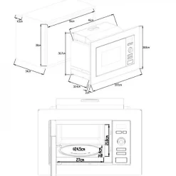 Four micro-ondes encastrable CONTINENTAL EDISON MO20IXES Noir et Inox L59,5 x 38,8 x P34,5 cm 20L