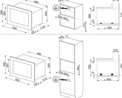 Four micro-ondes encastrable Linéa 20L FMI120B3 Smeg verre noir