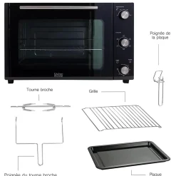 Four multifonction chaleur tournante 48l 1800w noir Kitchen Move BAT-48RC arizona
