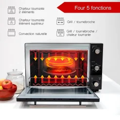 Four multifonction chaleur tournante 58l 2000w noir Kitchen Move BAT-58RC arizona