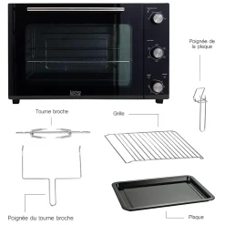 Four multifonction chaleur tournante 58l 2000w noir Kitchen Move BAT-58RC arizona