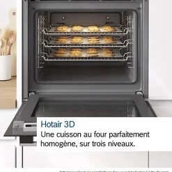 Four pyrolyse Softclose - BOSCH SER4 - HQG572BB3F - Noir - 8 modes de cuisson - 59,5 x 59,4 x 54,8 cm