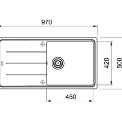 Franke Basis BFG 611-97 Evier 97x50cm avec égouttoir réversible, Fragranit + Onyx (BFG611-97ON)