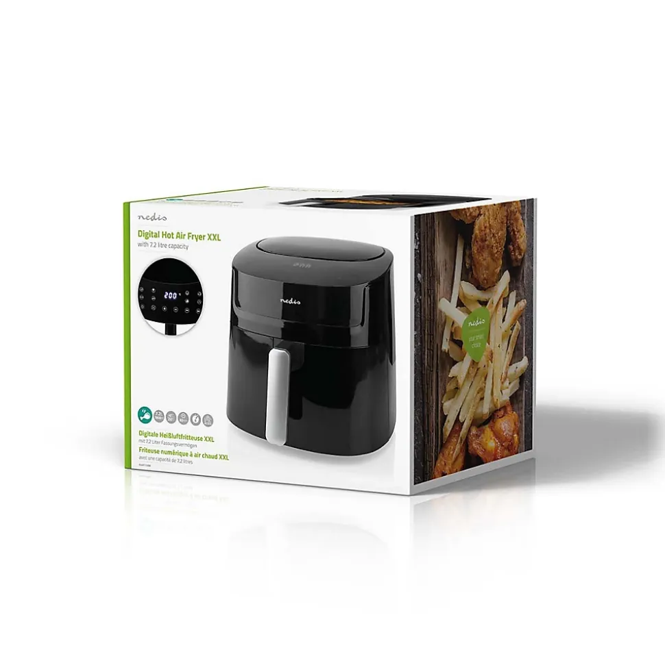 Friteuse à air chaud Air fryer Numérique 7.2L sans huile 1800W NEDIS