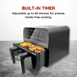 Friteuse à air chaud Airfryer numérique double panier Noire 2400W 9L Comfy Nest CNAFD45NB