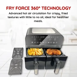 Friteuse à air chaud Airfryer numérique double panier Noire 2400W 9L Comfy Nest CNAFD45NB