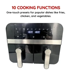 Friteuse à air chaud Airfryer numérique double panier Noire 2400W 9L Comfy Nest CNAFD45NB