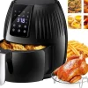 Friteuse à air de 4,5L avec Écran LCD et 8 programmes de cuisson prédéfinis 1400W noir