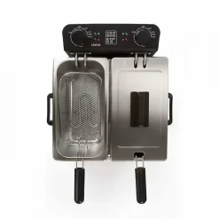 Friteuse Electrique double LIVOO DOC217 - 2 x 3 L - Inox 3300W - Noir + Gris