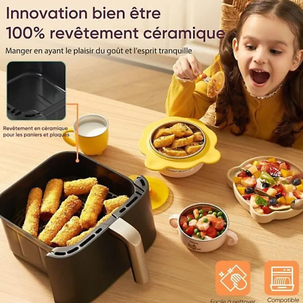 Friteuse Electrique sans huile COSORI - Turbo Tower Pro Smart - Capacité 10,8L - 2 cuves - 7 programmes - 2630W - Noir