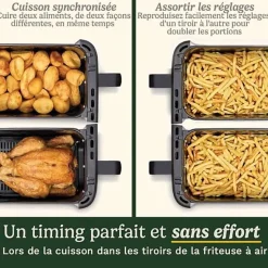 Friteuse Electrique sans huile CUISINART - Airfryer AFT13XSSE - Capacité 13,6L - Double cuves + 1 tiroir - Noir / Inox - 2400W