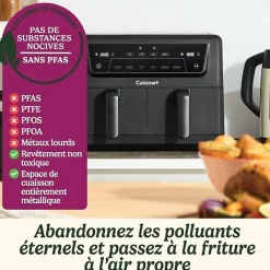 Friteuse Electrique sans huile CUISINART - Airfryer AFD10OBLE - Capacité 10,4L - Double cuves - Noir - 2400W