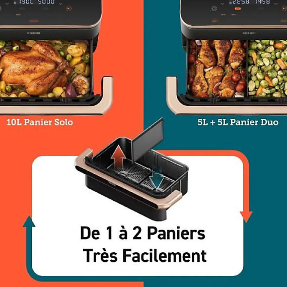 Friteuse Electrique sans huile COSORI - Dual Blaze Twinfry Chef Edition - Capacité 10L - 6 programmes - 2800W - Noir