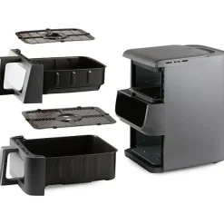 Friteuse Electrique sans huile - DOMO - Airfryer DO550FR - Double cuve 3.5 L + 6,5 L - 10 programmes - 2500 W