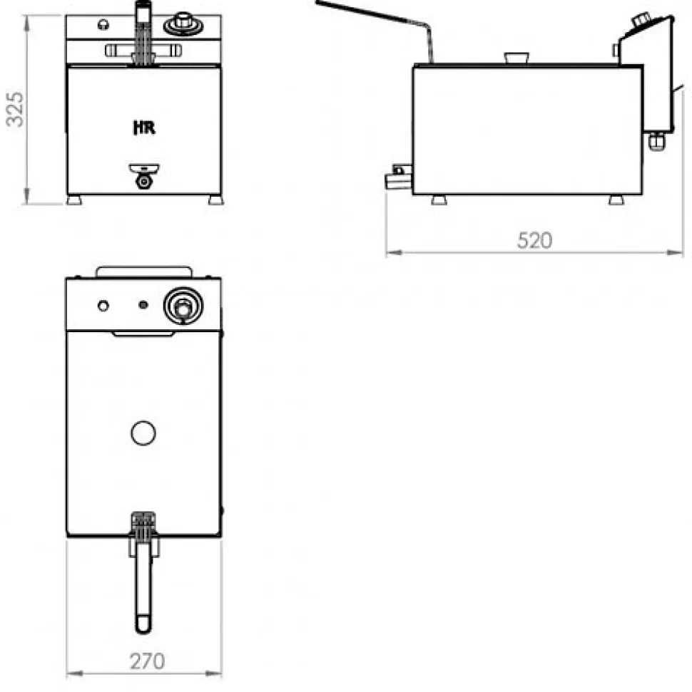 Friteuse Professionnelle à Poser 10 L avec Vidange - HR Fainca